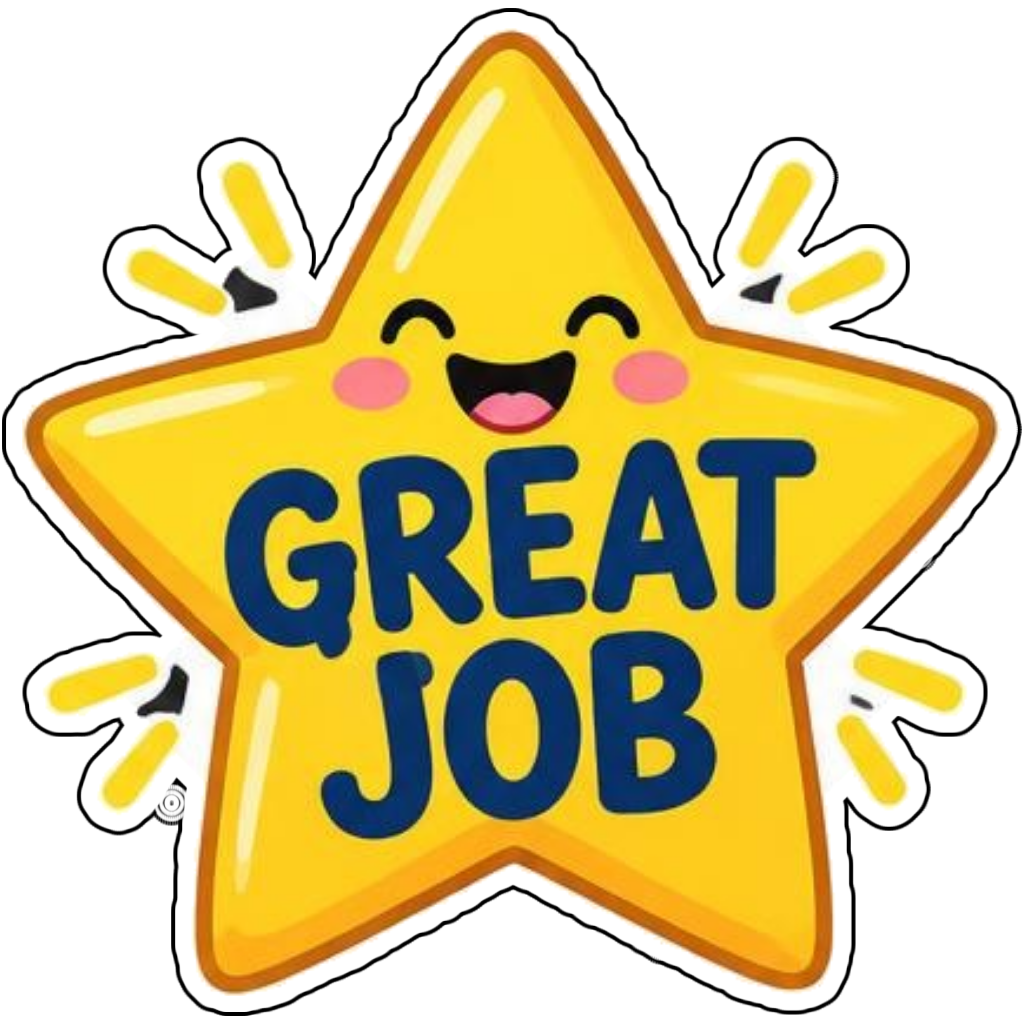 A star saying GREAT JOB