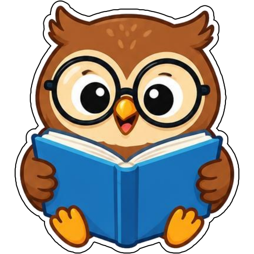 An owl reading a book