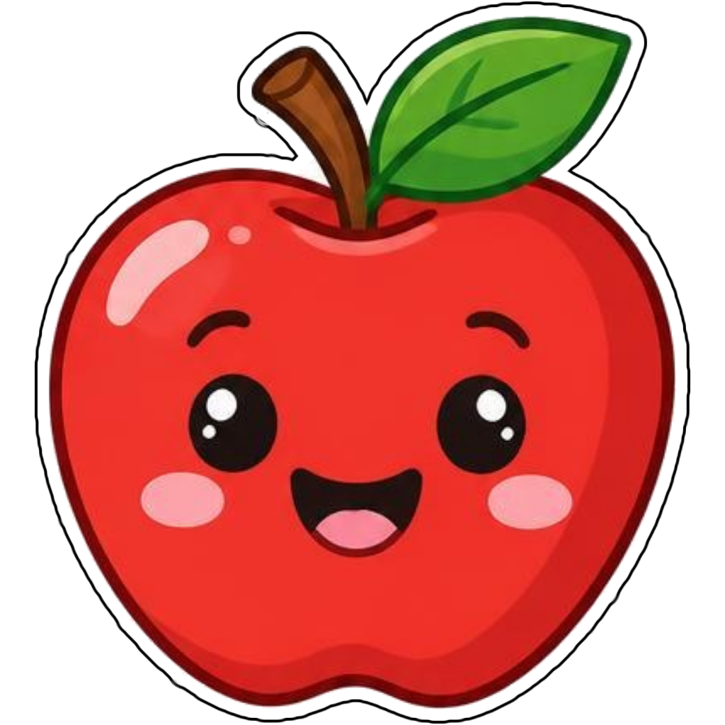 An apple with a smiling face