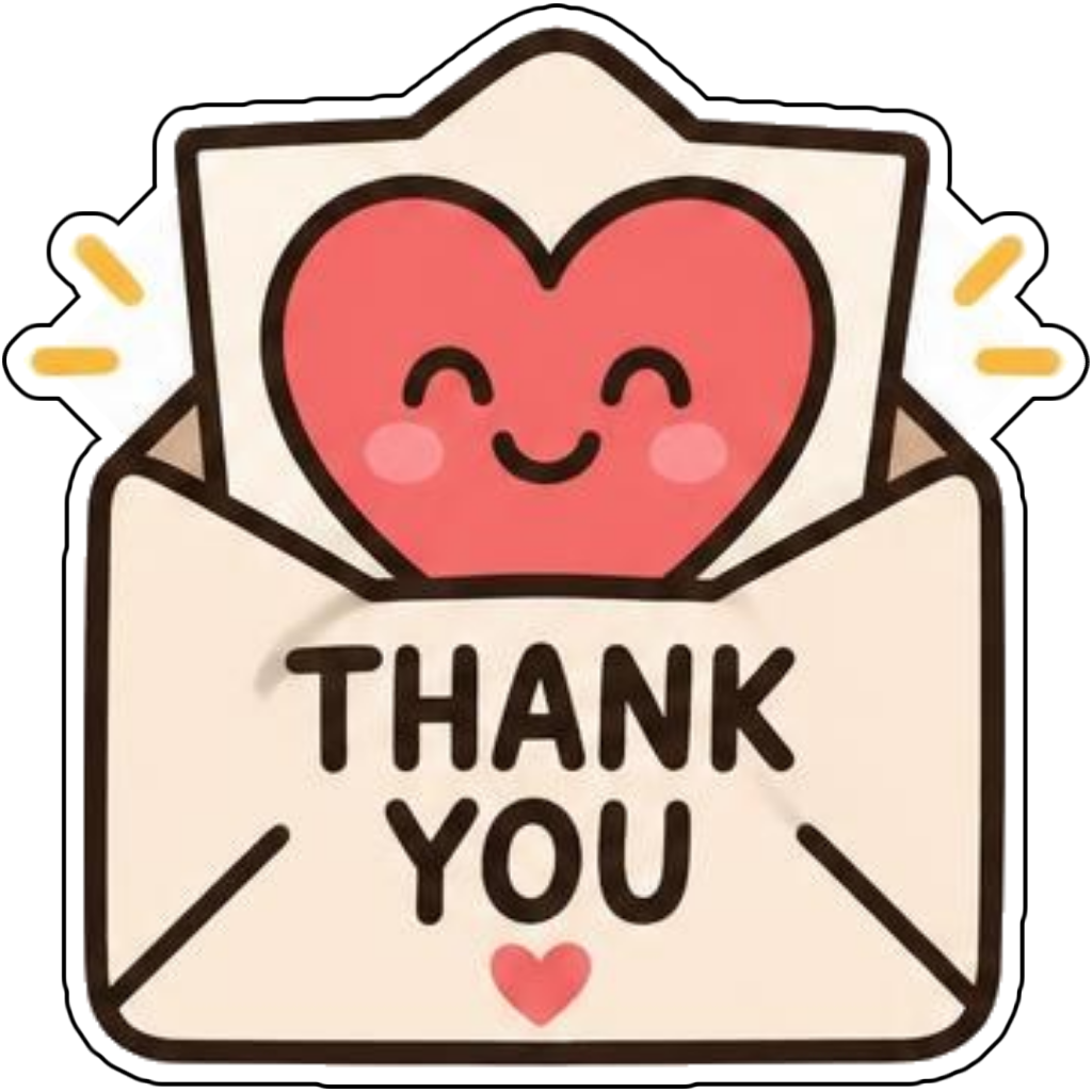 A heart-shaped envelope saying THANK YOU