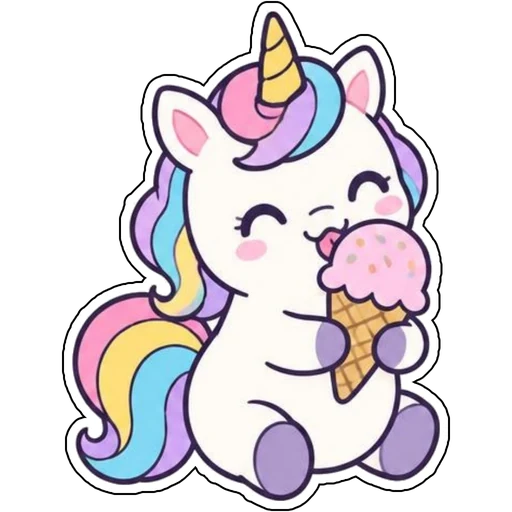 A unicorn eating an ice cream cone