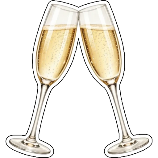 Two champagne flutes clinking in a toast