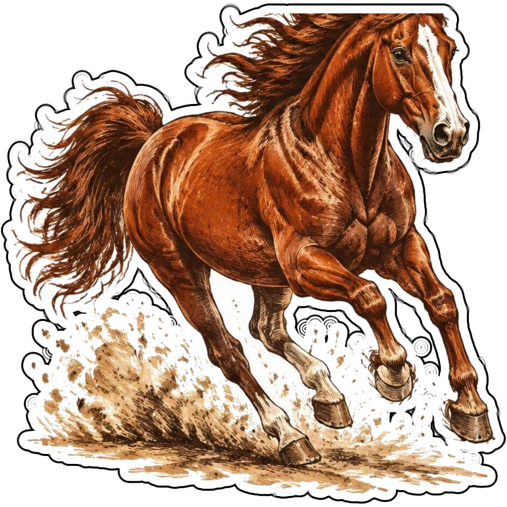 A chestnut horse galloping