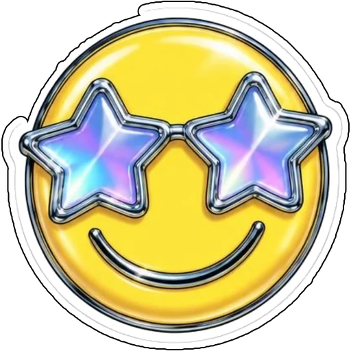 A smiley face wearing star sunglasses
