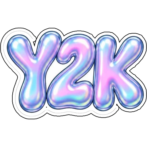 Bubbly pastel chrome letters spelling Y2K